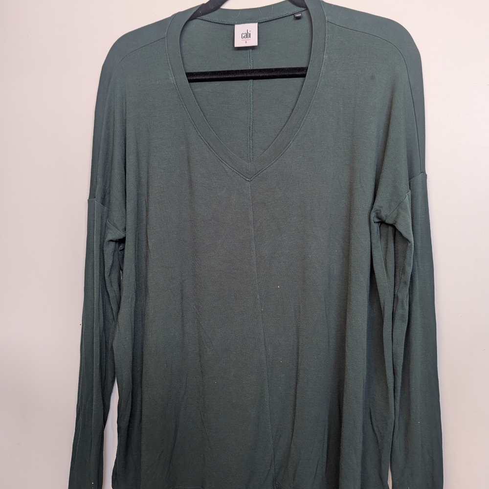 Cabi Green V-Neck Long Sleeve Top